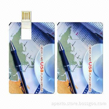 Square Card Promotional USB Drive with Customized Logos, 256MB to 16GB Capacities, 2 Years Warranty